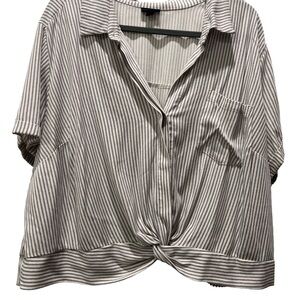 Torrid Navy and White Striped Blouse